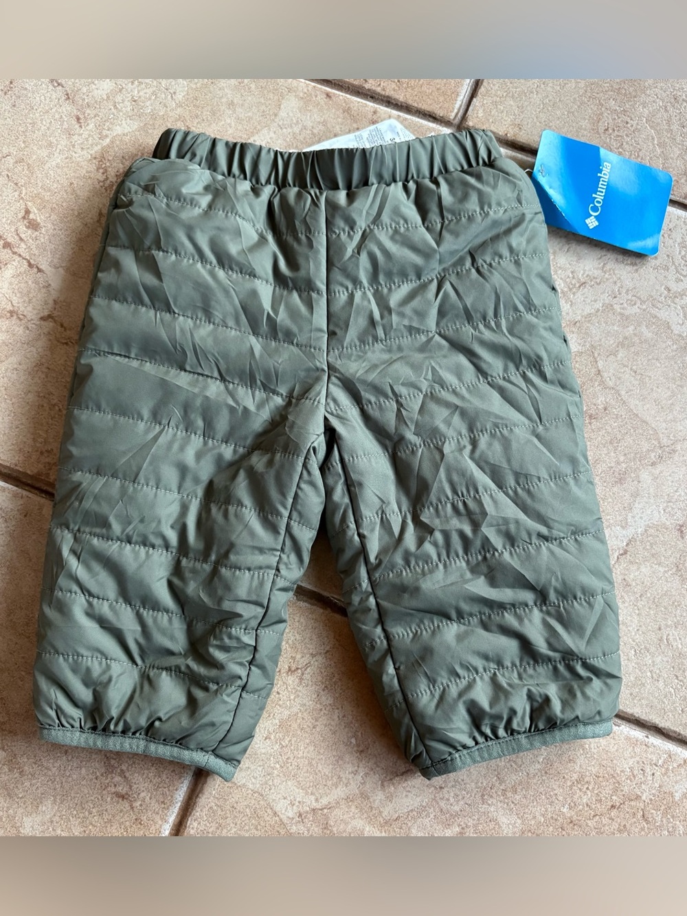 NWT Columbia Double Trouble II Reversible Snow Pants Stone Green Cream 3-6M